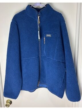 Alpine Design Mens M Sherpa Full Zip Fleece Jacket Mountain Lake Blue NWT